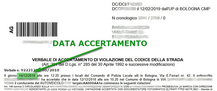 Immagine che descrive come recuperare la data